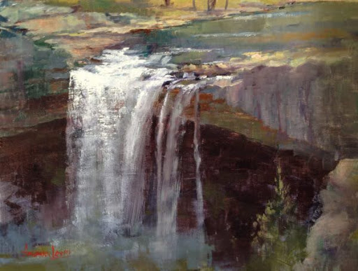Amanda Lovett's oil painting of a waterfall
