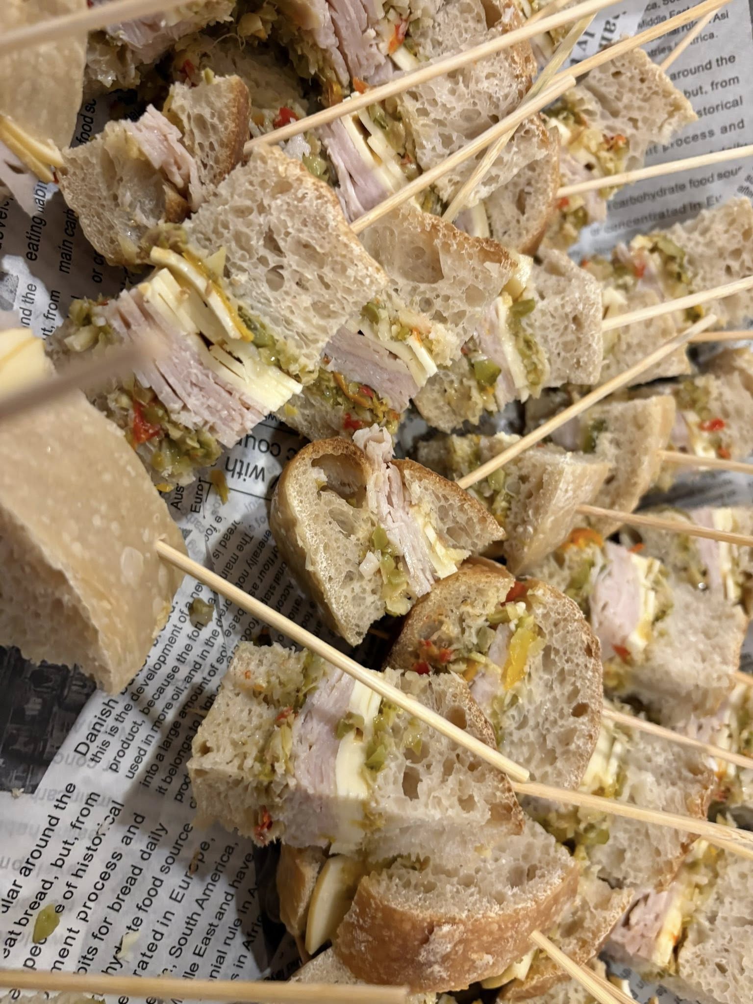 A tiny sourdough sandwich bites